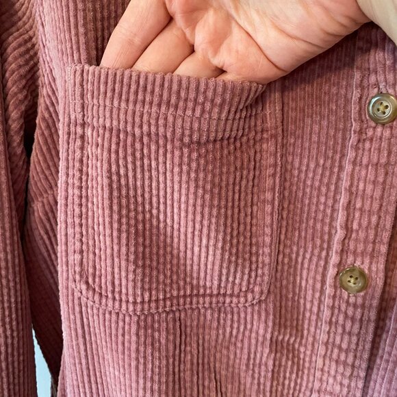 LL Bean Womens LARGE Shirt Jacket Dusty Rose Pink Corduroy Wide Wale Shacket - Picture 5 of 12